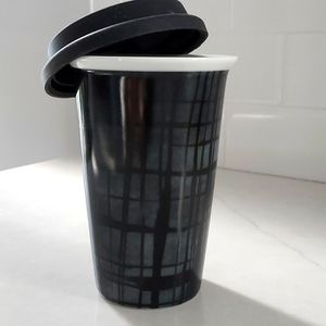 VERA WANG Travel Mug With Lid by Wedgwood Plaid Print